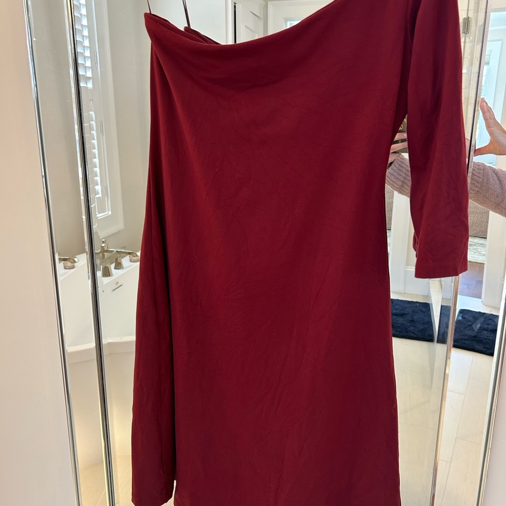 Susana Monaco One-Shoulder Body-Con Maroon Minidress, Size Medium